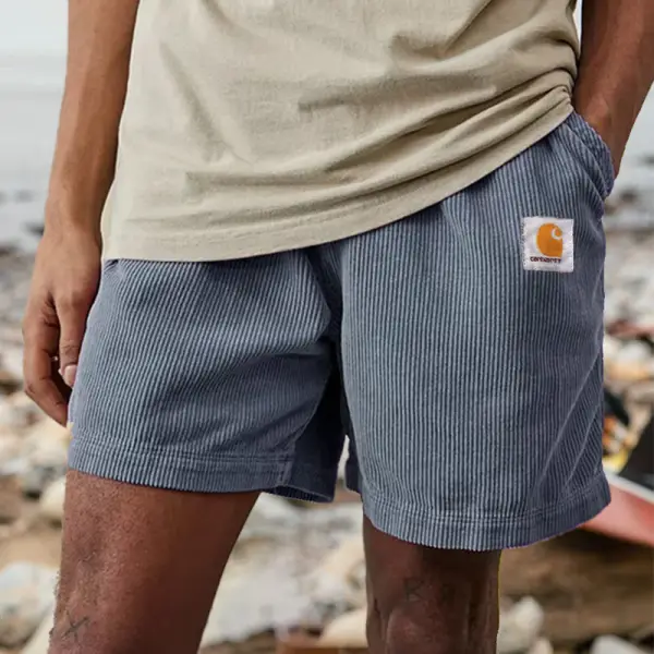 Men's Surf Shorts Retro Pocket Corduroy Shorts Beach 5 Inch Shorts Daily Simple Versatile Blue - Wayrates.com 