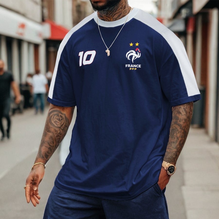 

Men's Football Race Frence Printed Short Sleeve Daily Casual T-shirt