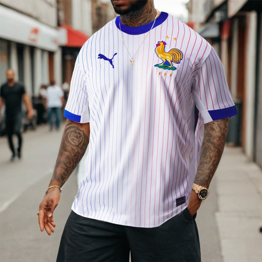 

Men's Football Race Frence Printed Short Sleeve Daily Casual T-shirt