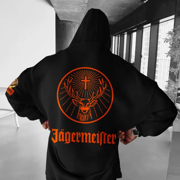 Oversized Saxony Liqueur Print Hoodie - Wayrates.com 