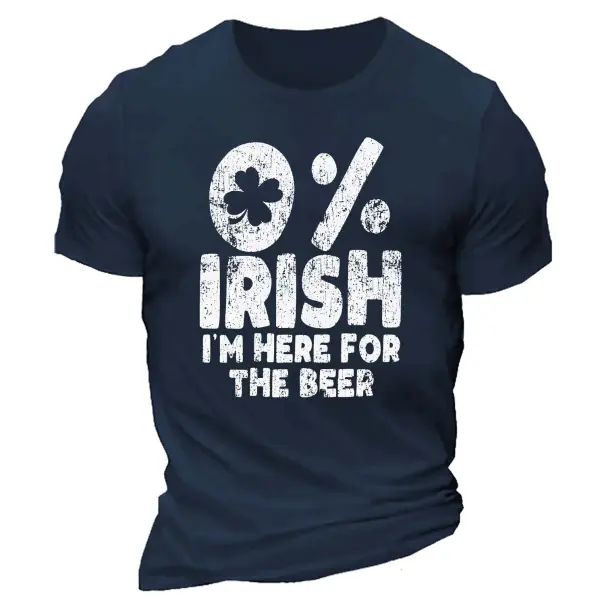 Men's Irish I'm Here For The Beer Lover Green St. Patrick's Day Daily Casual Short Sleeve Crew Neck T-Shirt - Wayrates.com 