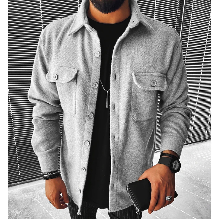 

Fashion Street Solid Color Pocket Jacket