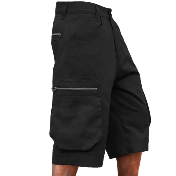 Men's Retro Zip Multi-pocket Cropped Cargo Shorts Capri Pants - Wayrates.com 