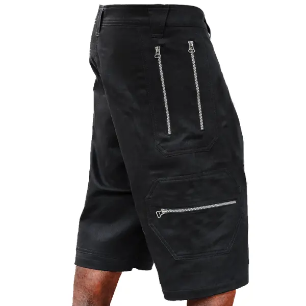 Men's Retro Zip Multi-pocket Cropped Cargo Shorts Capri Pants - Wayrates.com 