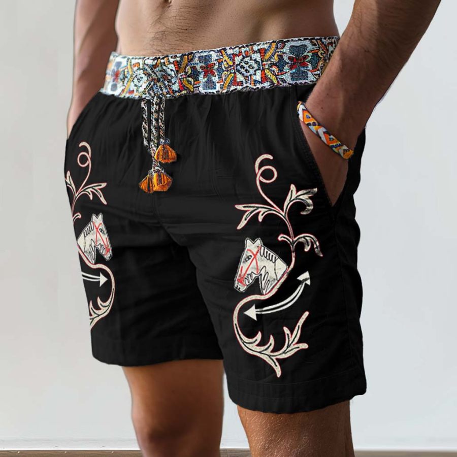 

Men's Vintage Western Cowboy Ethnic Aztec Print Surf Shorts Beach Vacation Daily Casual Walkshort