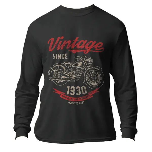 Men's Retro Motorcycle Vintage Thin Style Graphic Long Sleeved Shirt - Wayrates.com 