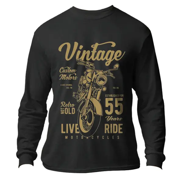 Men's Retro Motorcycle Vintage Thin Style Graphic Long Sleeved Shirt - Wayrates.com 