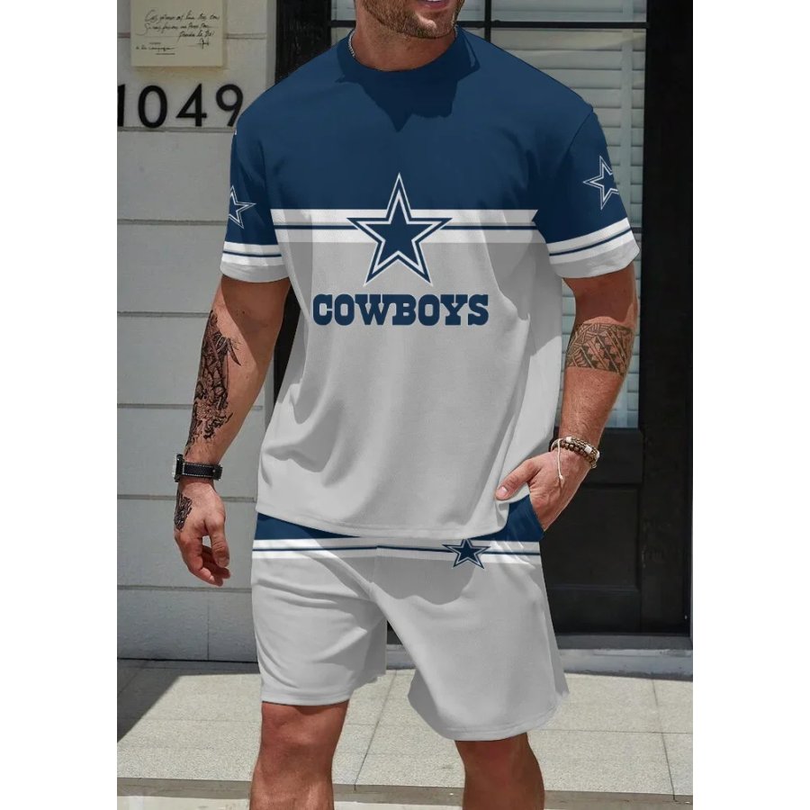

Unisex Rugby Sports League Printed Short Sleeve T-Shirt Shorts Casual Set