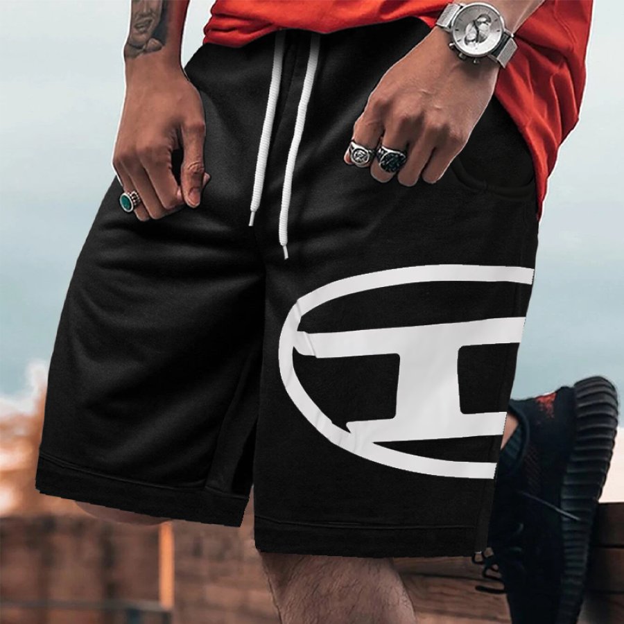 

Men Print Drawstring Waist Shorts