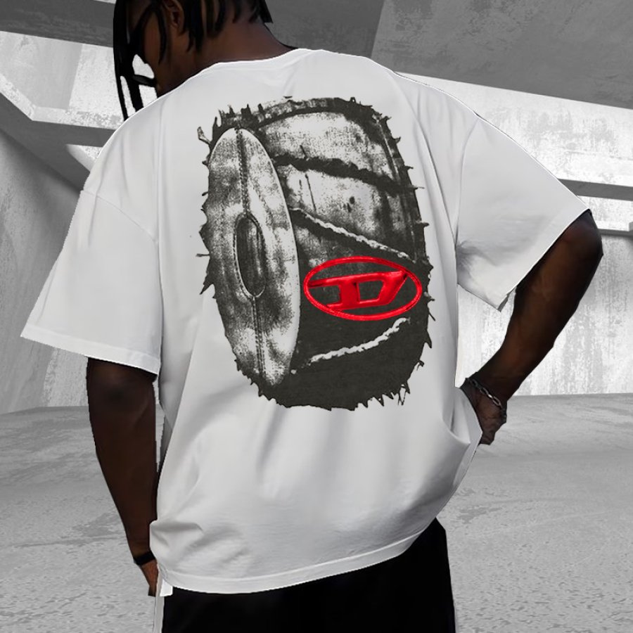 

Men's Oversized Color Block Street Graphic Print T-shirt