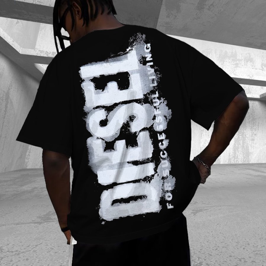 

Men's Oversized Color Block Street Graphic Print T-shirt