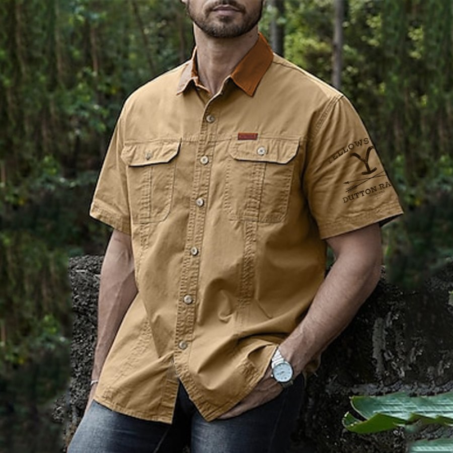

Men's Yellowstone Outdoors Patchwork Contrasting Printed Shirt