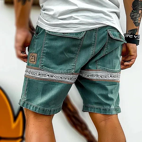 Men's Ethnic Graphic Printed Corduroy Surf Cargo Casual Work Shorts - Wayrates.com 