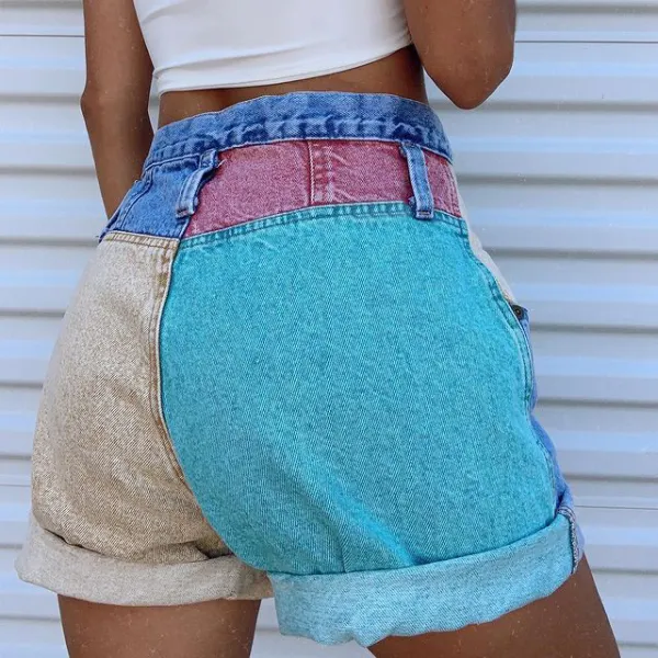 Fashion Casual Stitching Denim Shorts - Wayrates.com 