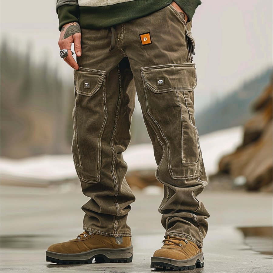 

Men's Vintage Patchwork Outdoor Multi-pocket Cargo Pants Trousers