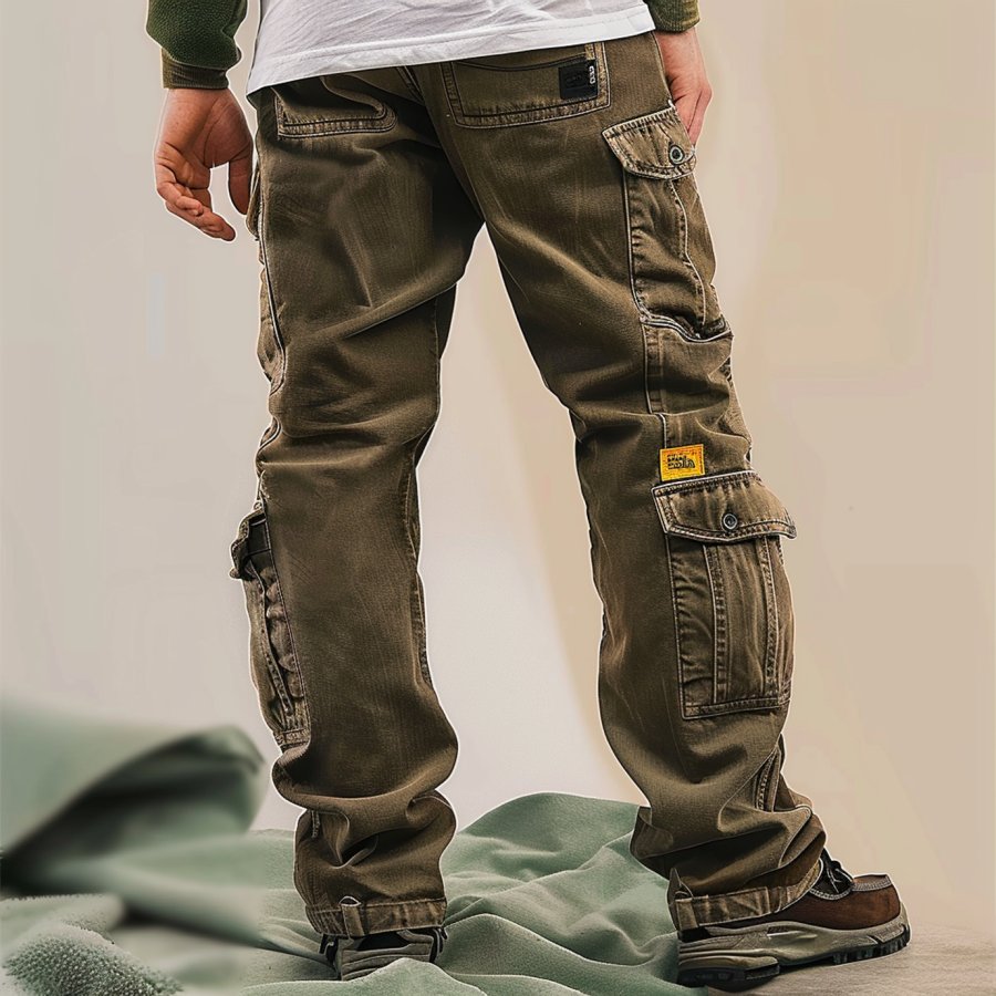 

Men's Vintage Patchwork Outdoor Multi-pocket Cargo Pants Trousers