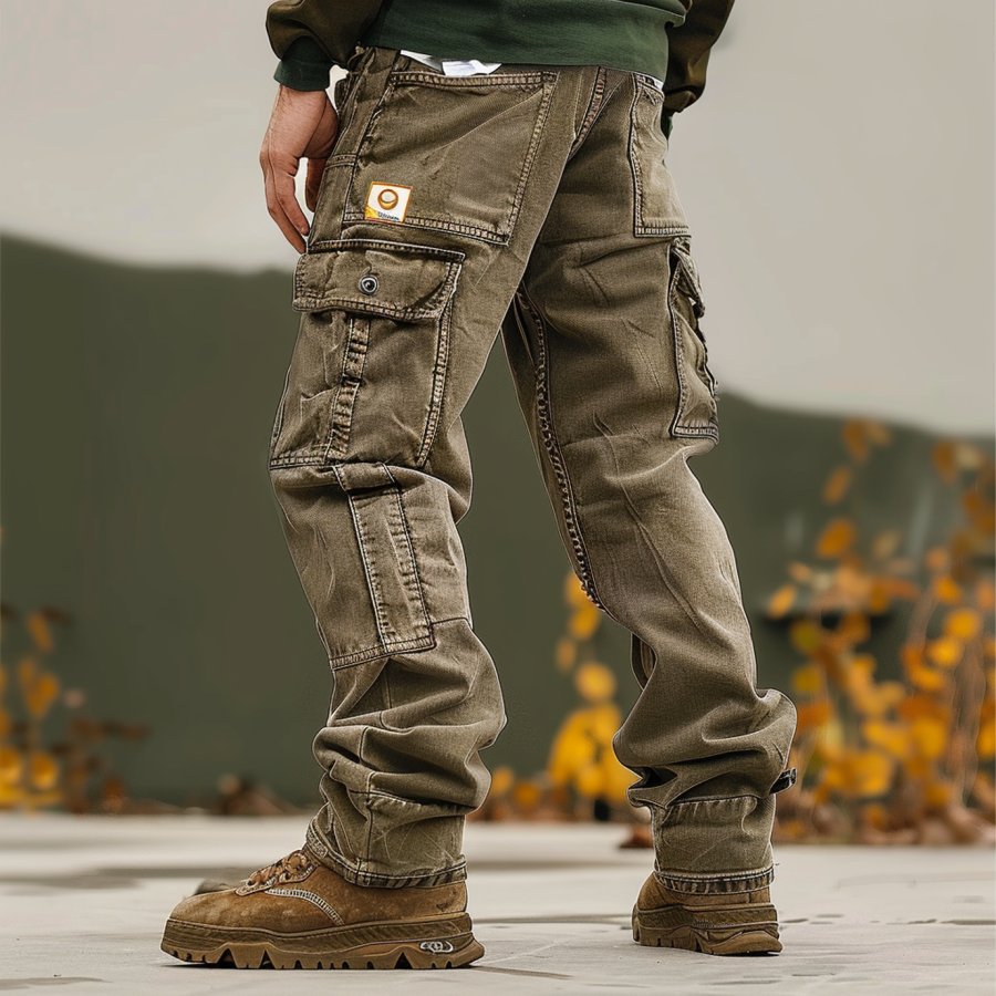 

Men's Vintage Patchwork Outdoor Multi-pocket Cargo Pants Trousers