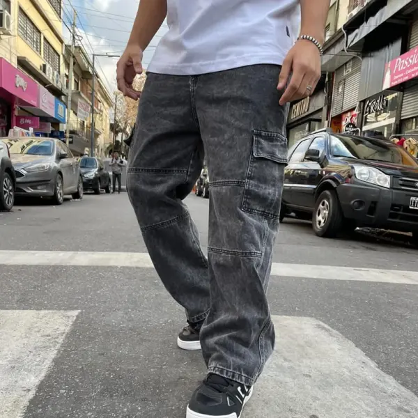 Men's Vintage Retro Washed Pocket Outdoor Casual Cargo Pants - Wayrates.com 