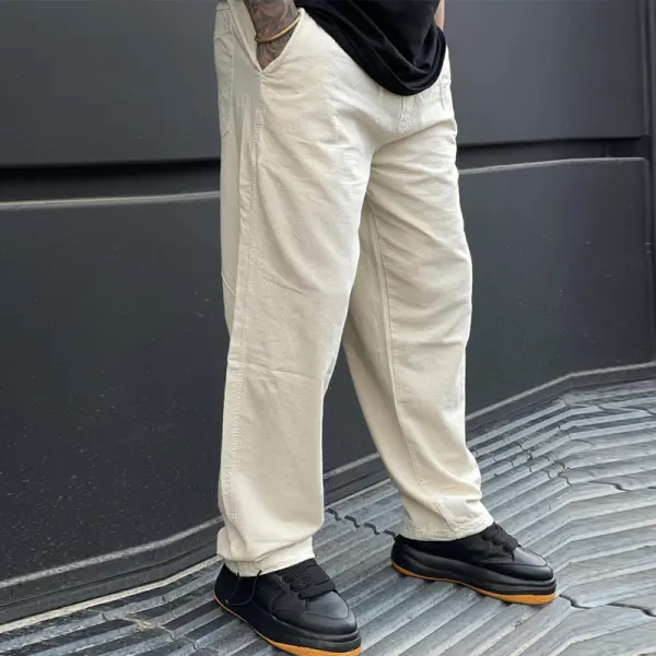 Men's Drawstring Lightweight Cotton And Linen Pants - Wayrates.com 