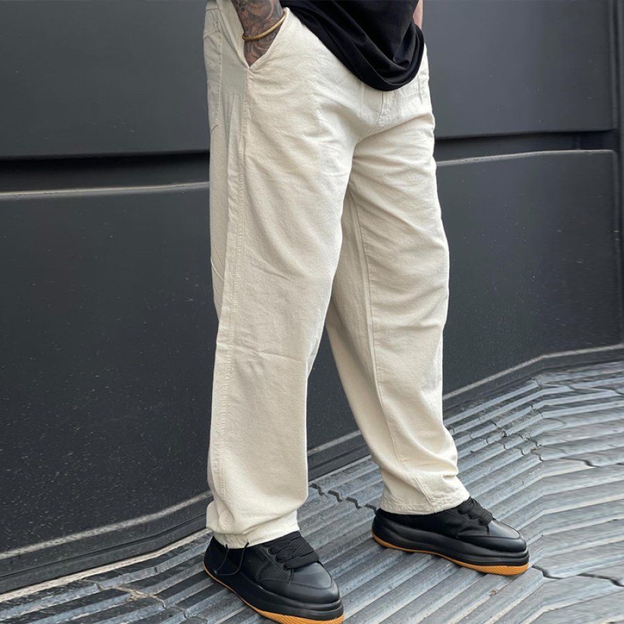 

Men's Drawstring Lightweight Cotton And Linen Pants
