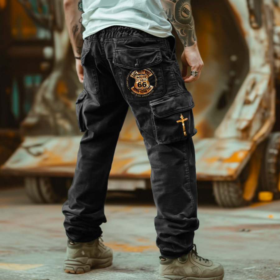 

Men's Vintage Route 66 Cross Outdoor Multi-pocket Tactical Cargo Pants Trousers