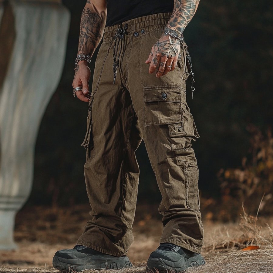 

Men's Vintage Patchwork Outdoor Multi-pocket Cargo Pants Trousers
