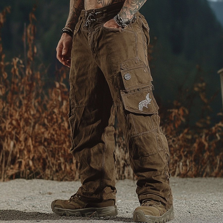 

Men's Vintage Patchwork Outdoor Multi-pocket Cargo Pants Trousers