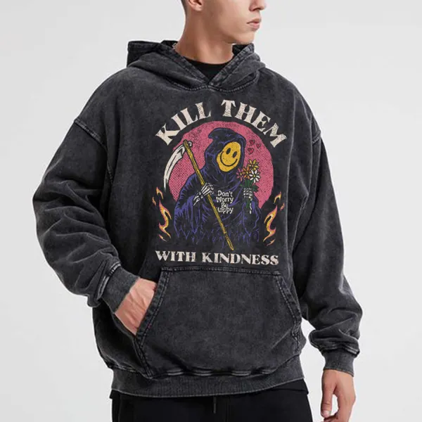 Retro Halloween Skull Letter Print Loose Hoodie - Wayrates.com 