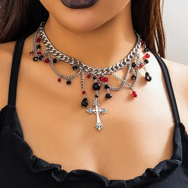 Halloween Cross Pendant Gothic Necklace - Wayrates.com 