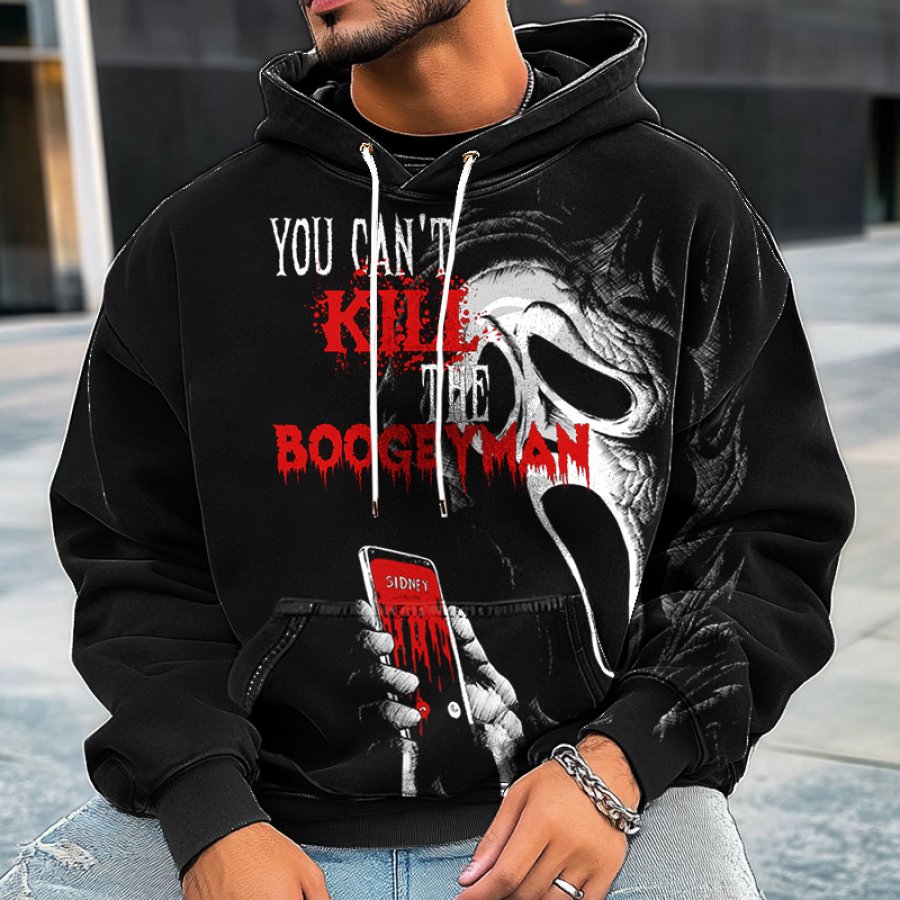 

Halloween Can't Kill The Boogeyman Men's Retro Skull Print Hoodie