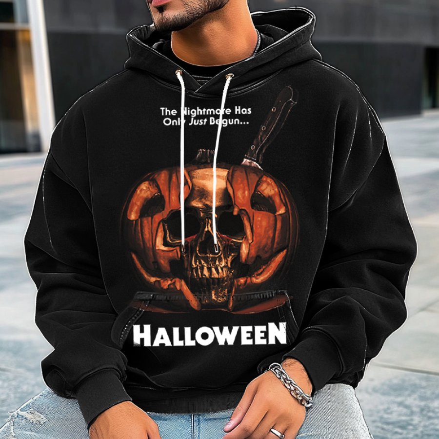 

Halloween Can't Kill The Boogeyman Men's Retro Skull Print Hoodie