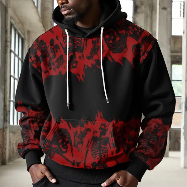 Halloween Men's Retro Spider Skull Print Hoodie - Wayrates.com 