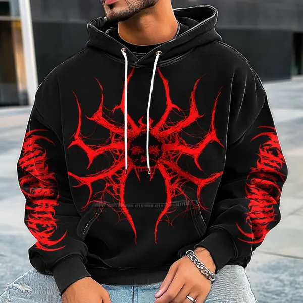 Halloween Men's Retro Spider Print Hoodie - Wayrates.com 