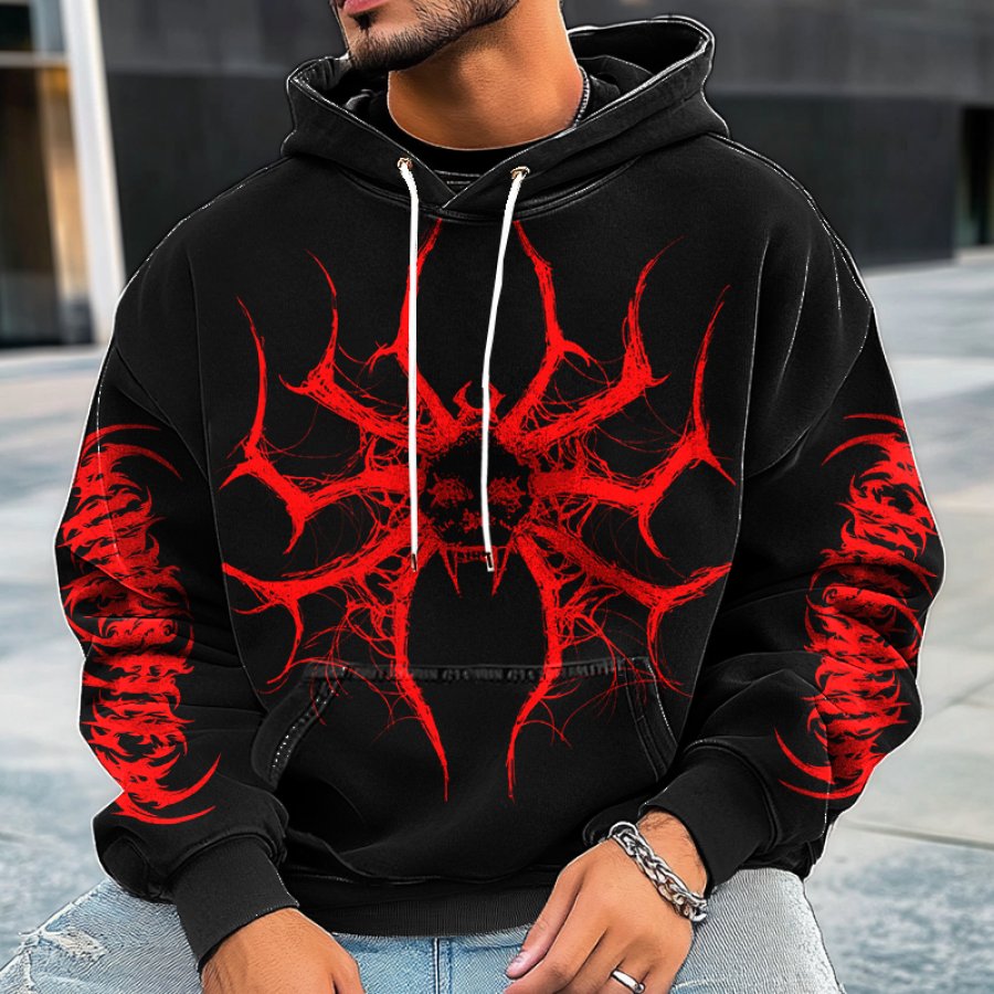 

Halloween Men's Retro Spider Print Hoodie