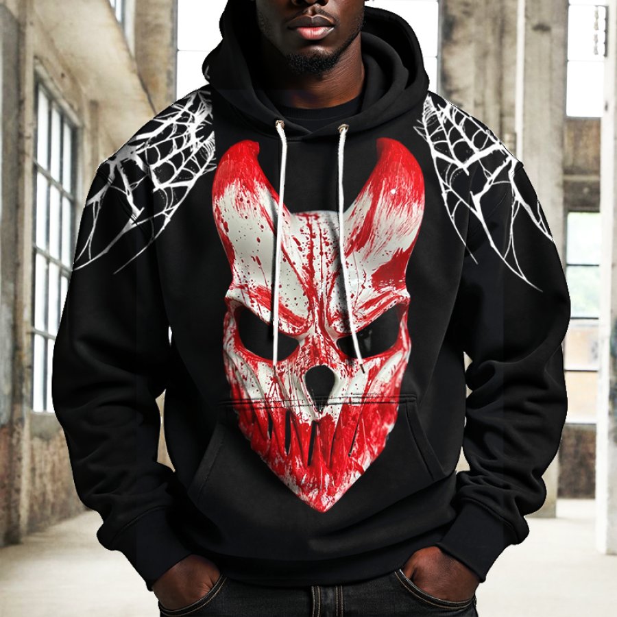 

Halloween Men's Retro Spider Print Hoodie