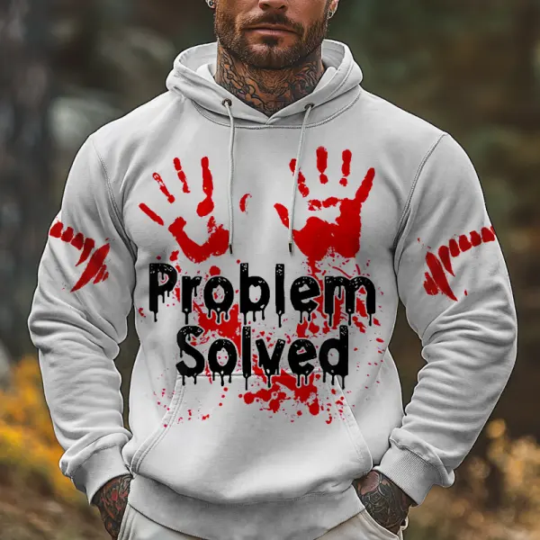 Halloween Problem Solved Men's Bloody Palm Prints Hoodie - Wayrates.com 