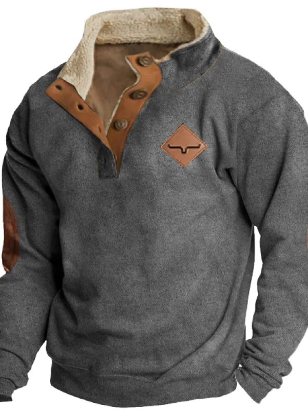 Cowboy Aztec Men's Lapel Sweatshirt - Menwyx.com 