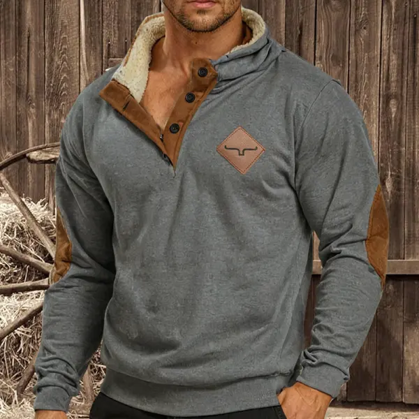 Cowboy Aztec Men's Lapel Sweatshirt - Wayrates.com 