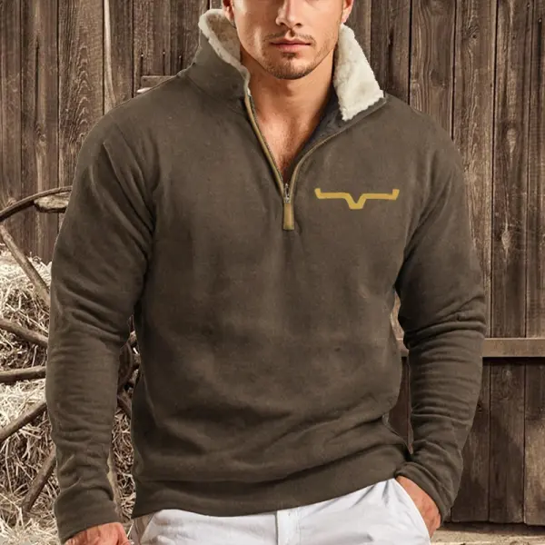 Cowboy Men's Lapel Sweatshirt - Wayrates.com 