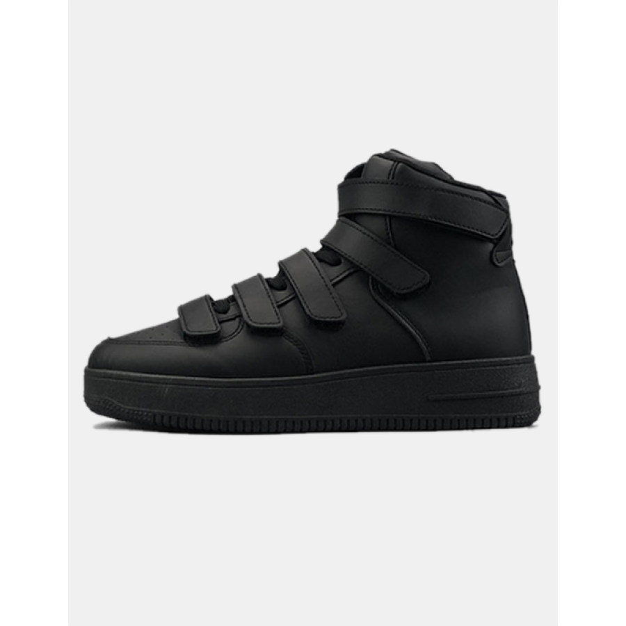 

Pure Black Velcro High-top Shoes