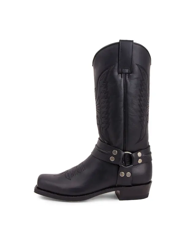 Men's Retro Martin Boots Western Cowboy Boots Rivet Boots Knight Men's Boots - Aptkoi.com 