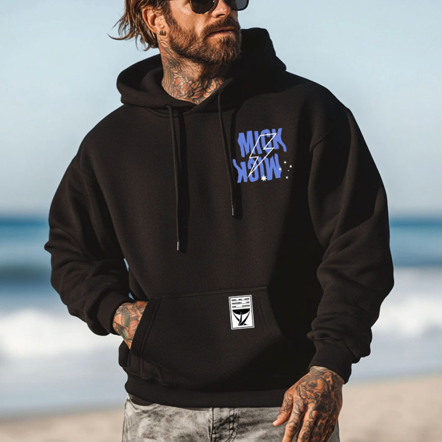 

Men's Vintage Surf Poster Print Pocket Long Sleeve Casual Loose Oversized Hoodie