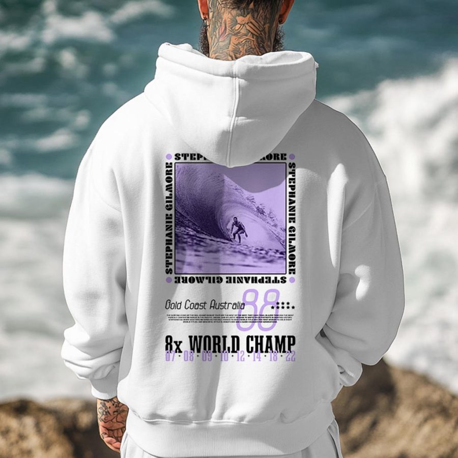 

Men's Vintage Surf Print Pocket Long Sleeve Casual Loose Oversized Hoodie