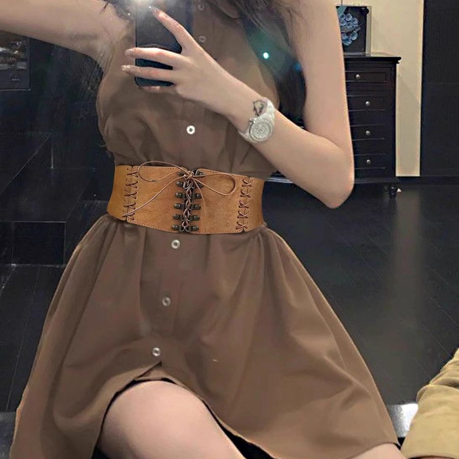 

Women's Vintage Suede Stretch Band Lace-up Belt