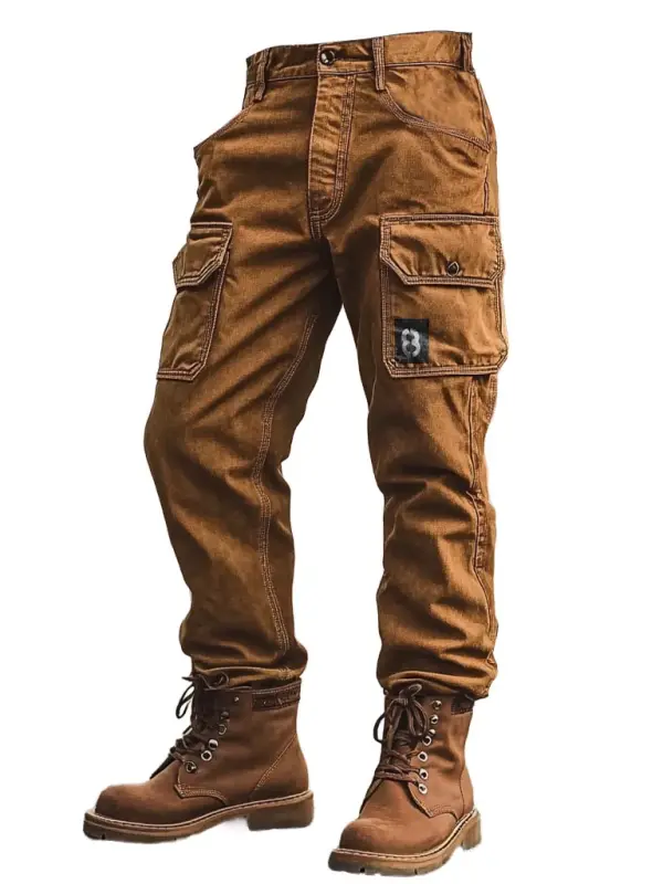 Men's Vintage Tactical Outdoor Multi-pocket Cargo Workwear Pants - Menwyx.com 