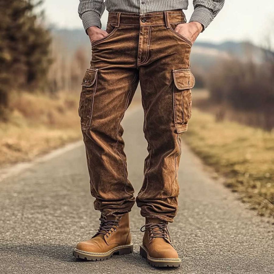 

Men's Vintage Suede Outdoor Multi-pocket Cargo Workwear Pants