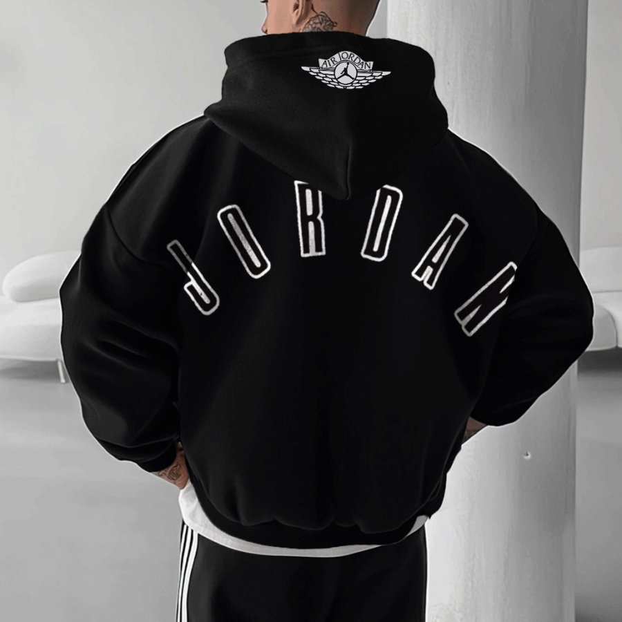 

Unisex Basketball Lettering Oversized Relaxed Zip-Up Sweatshirt Jacket