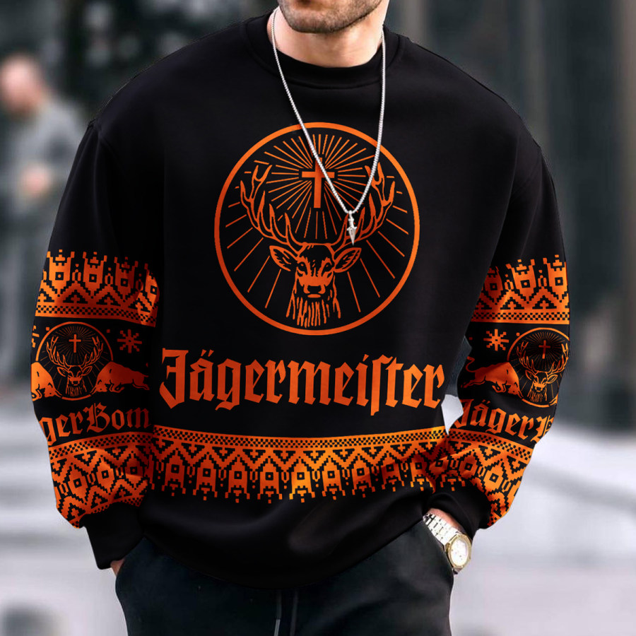 

Unisex Casual Christmas Sweatshirt Whiskey Printprint Pullover Sweatshirt JägerBomb Sweatshirt