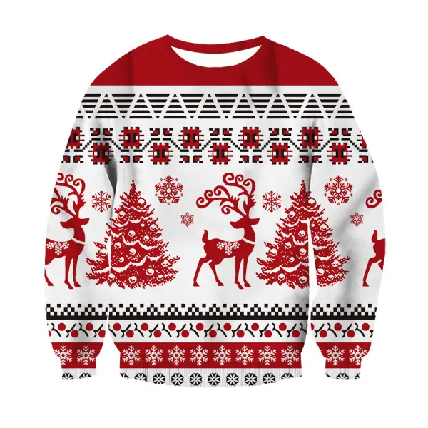 Unisex 3D Printed Elk Christmas Sweatshirt - Wayrates.com 
