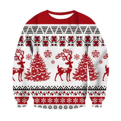 Unisex 3D Printed Elk Christmas Sweatshirt
